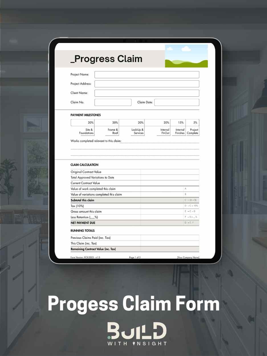 Progress Claim Request Form