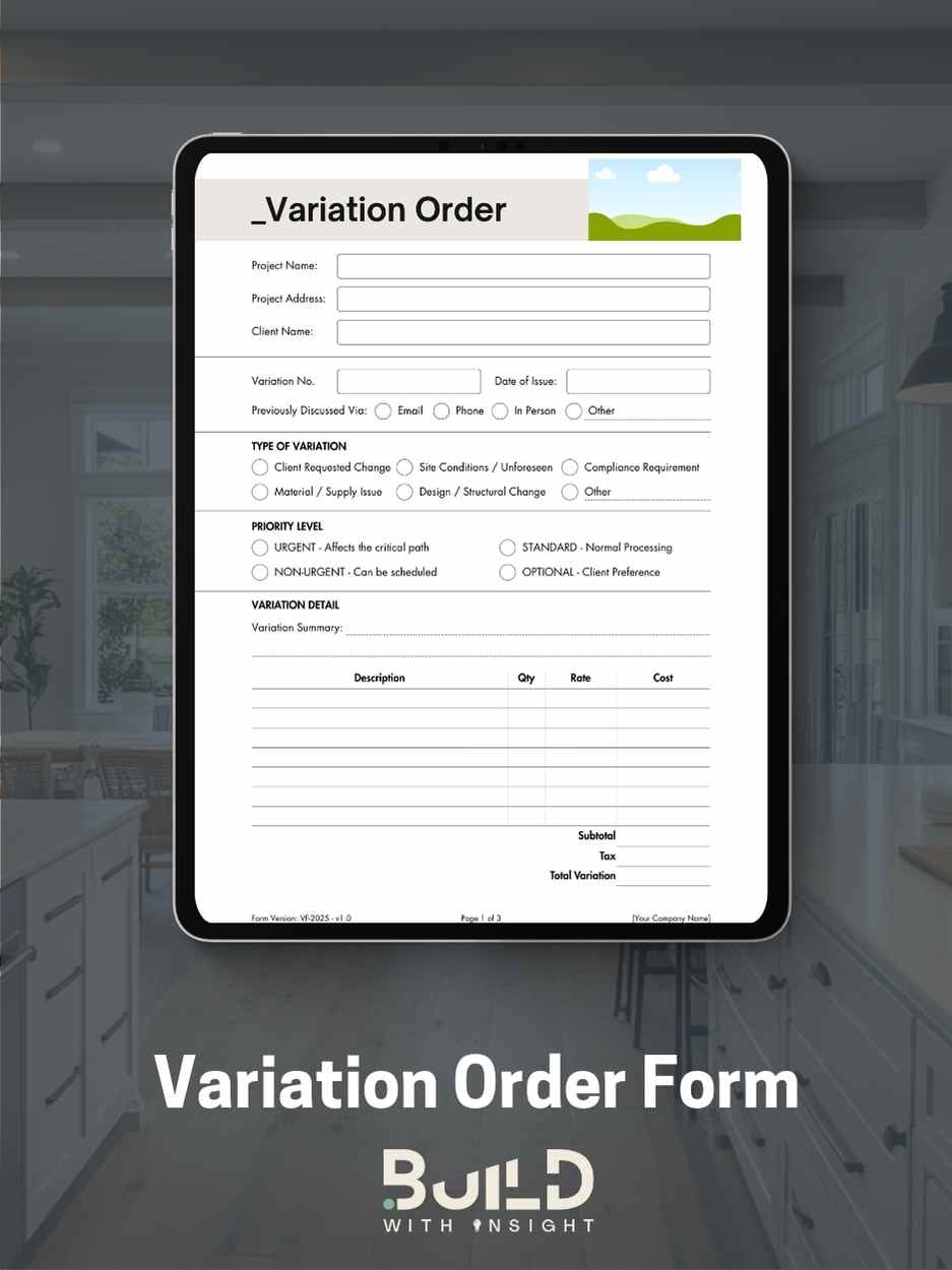 Project Variation Form – BUILD WITH INSIGHT
